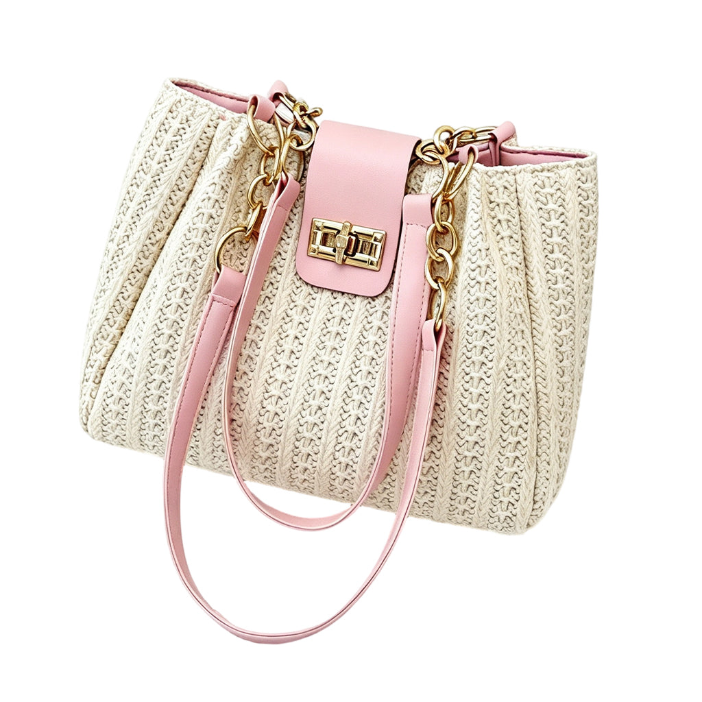 🌿 From Office to Beach – Spacious Woven Straw Shoulder Bag. Fits Laptop, Lunch & More. 50% Off. UK Stock