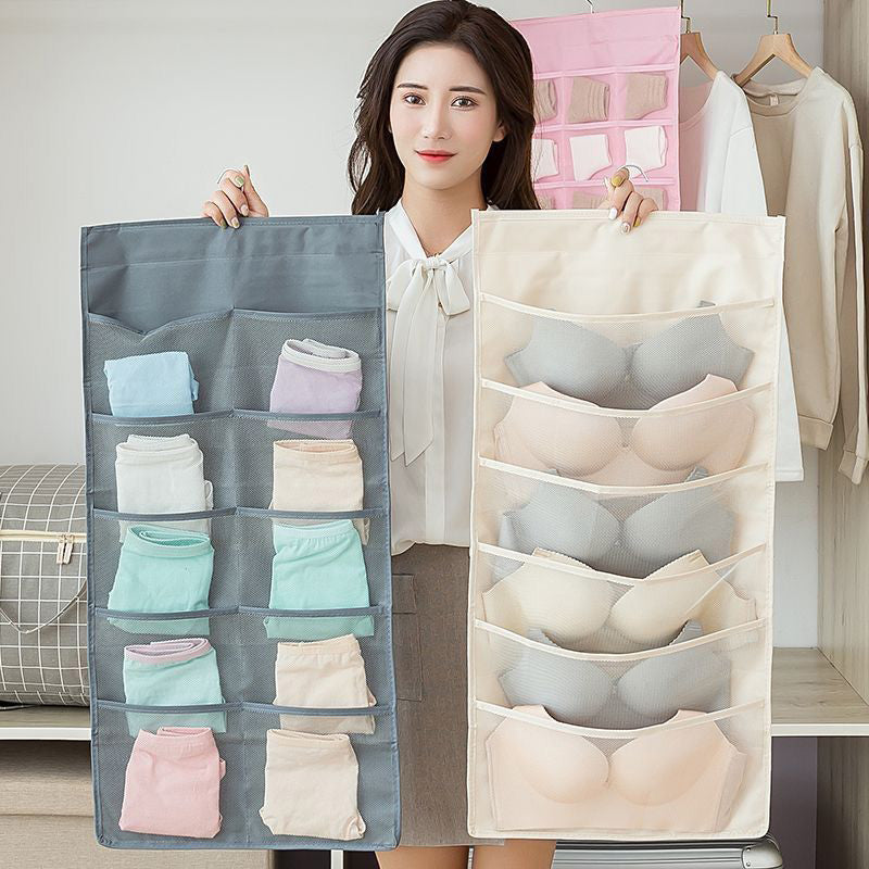 🧦 Double-Sided Hanging Storage Organizer – 24 Pockets, Breathable Fabric, Perfect for Underwear, Socks & Accessories 🏠