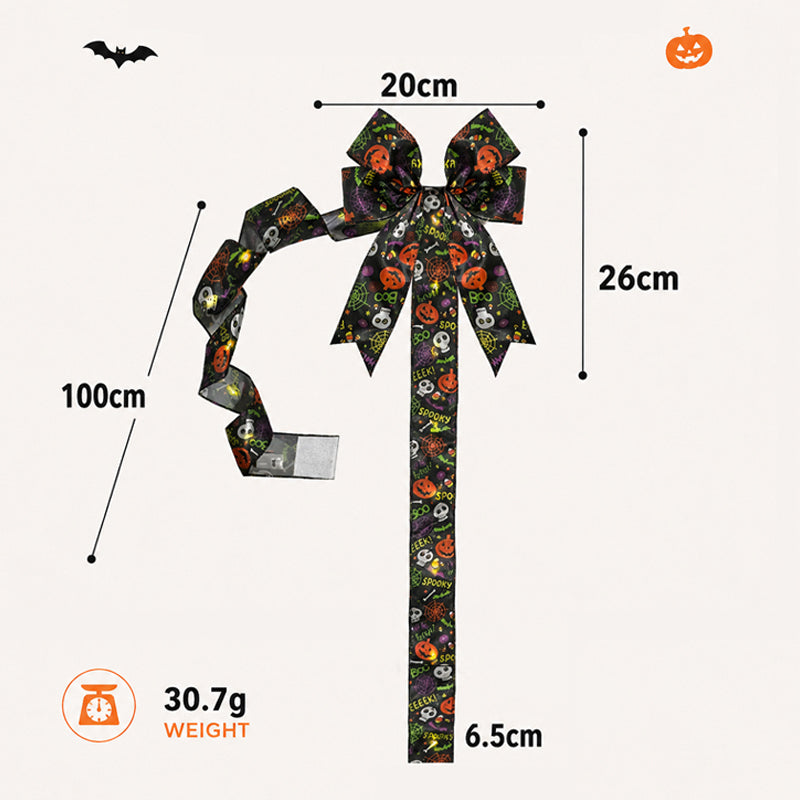 🎃✨ Limited Time Halloween Deal – LED Lighted Halloween Cabinet Bow Decoration | Glowing Pumpkin & Ghost Ribbon for Doors, Cabinets & Home Decor 👻