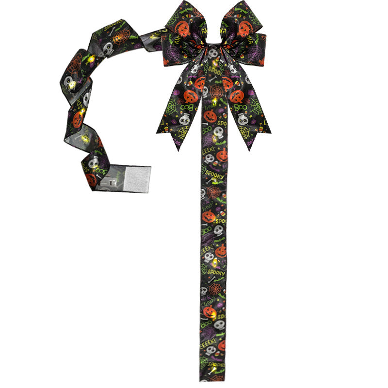 🎃✨ Limited Time Halloween Deal – LED Lighted Halloween Cabinet Bow Decoration | Glowing Pumpkin & Ghost Ribbon for Doors, Cabinets & Home Decor 👻