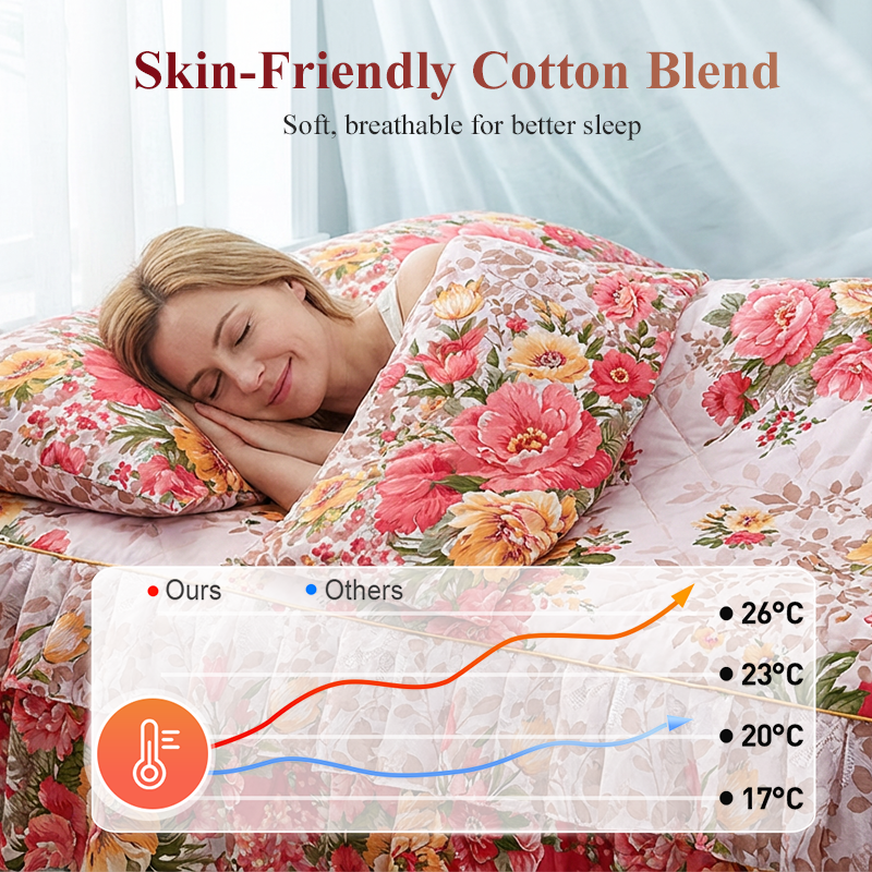🌸 50% OFF! ✨ 3-Piece Floral Ruffled Bed Skirt Set – Elegant Ruffle Design, Fade-Resistant Reactive Dyeing & Pilling-Resistant Cotton Blend – Conceals Storage with Designer Charm 🛏️