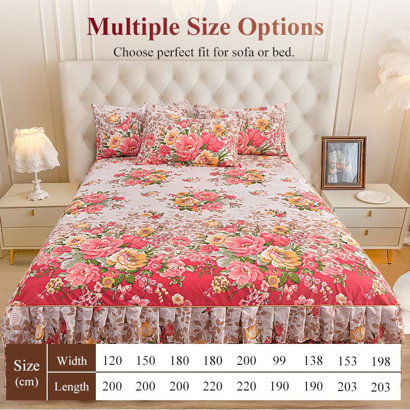 🌸 50% OFF! ✨ 3-Piece Floral Ruffled Bed Skirt Set – Elegant Ruffle Design, Fade-Resistant Reactive Dyeing & Pilling-Resistant Cotton Blend – Conceals Storage with Designer Charm 🛏️