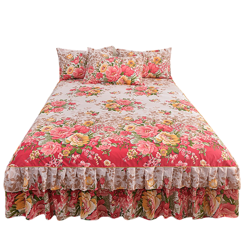 🌸 50% OFF! ✨ 3-Piece Floral Ruffled Bed Skirt Set – Elegant Ruffle Design, Fade-Resistant Reactive Dyeing & Pilling-Resistant Cotton Blend – Conceals Storage with Designer Charm 🛏️