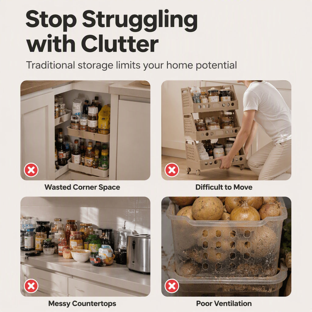 Multi-Tier Foldable Storage Organizer with Wheels