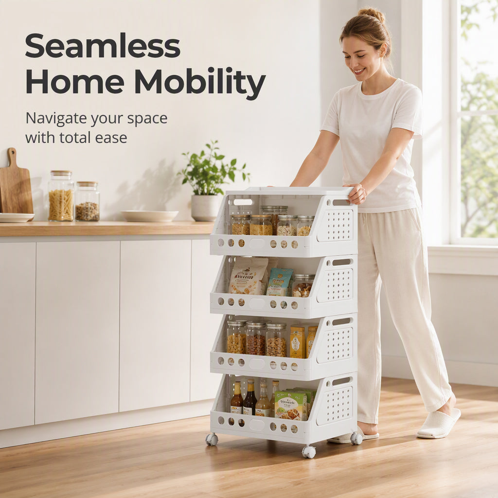 Multi-Tier Foldable Storage Organizer with Wheels