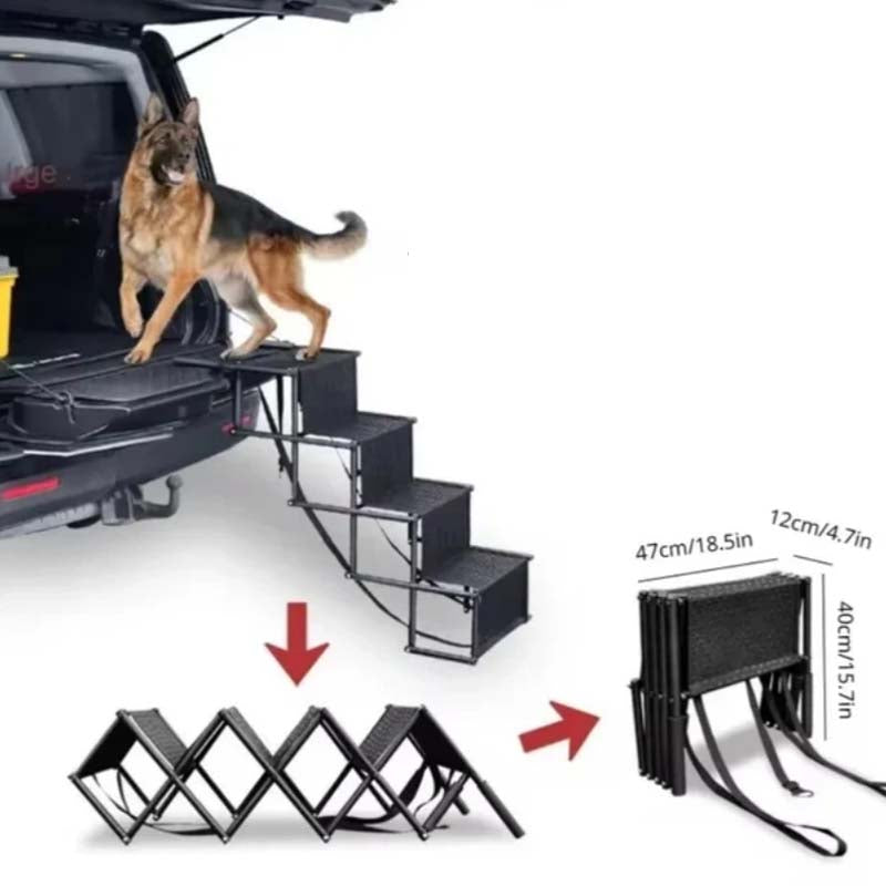 🐕 Portable Foldable Non-Slip Dog Car Stairs – 4-Step Heavy Duty Pet Steps
