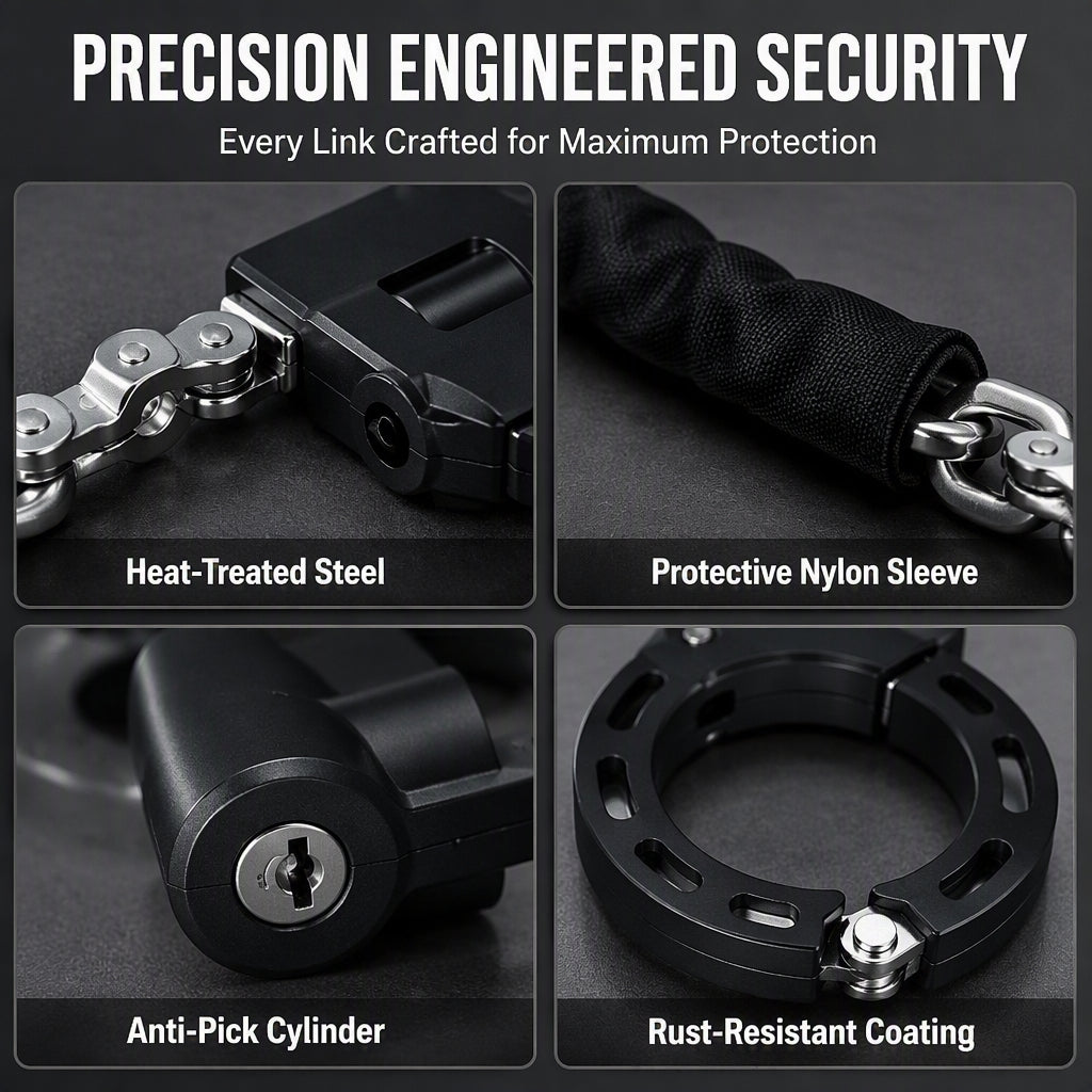 Heavy Duty Scooter Handcuff Lock Anti Theft Alloy Steel Chain Lock with Storage Bag