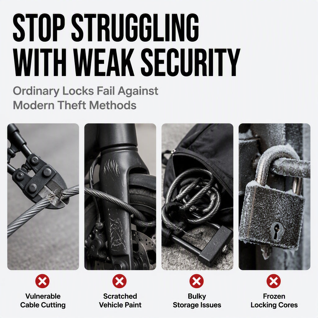 Heavy Duty Scooter Handcuff Lock Anti Theft Alloy Steel Chain Lock with Storage Bag