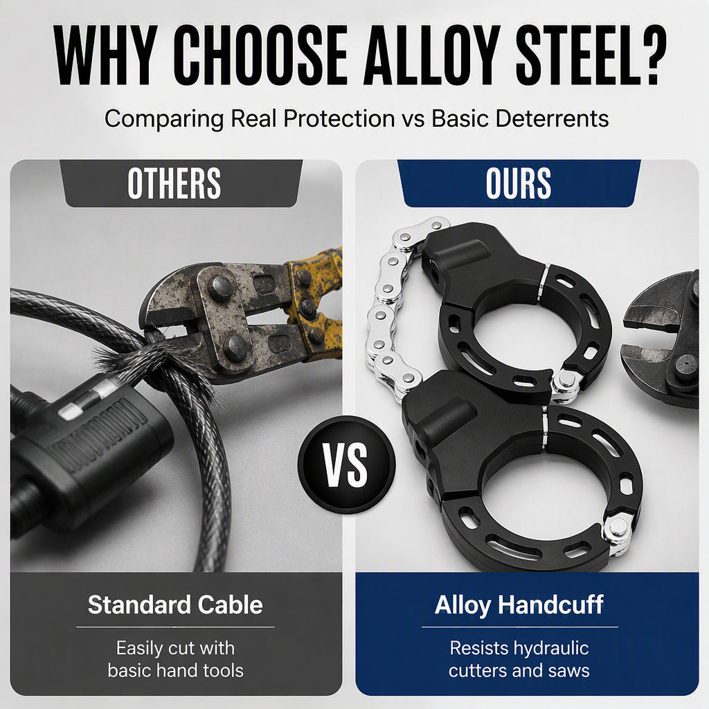 Heavy Duty Scooter Handcuff Lock Anti Theft Alloy Steel Chain Lock with Storage Bag