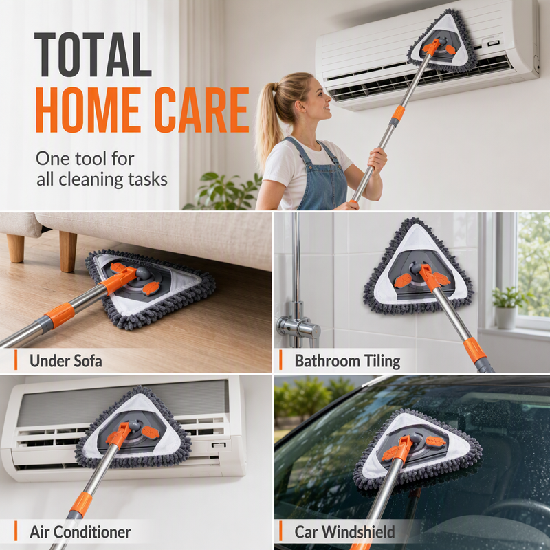 🧹 50% OFF NOW! 🎁 Triangular Cleaning Mop with Extendable Pole – 360° swivel, washable pads & lightweight – Cleans floors, walls & corners with ease ✨