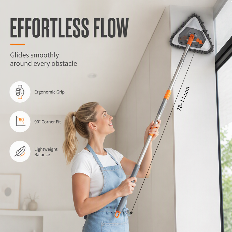 🧹 50% OFF NOW! 🎁 Triangular Cleaning Mop with Extendable Pole – 360° swivel, washable pads & lightweight – Cleans floors, walls & corners with ease ✨
