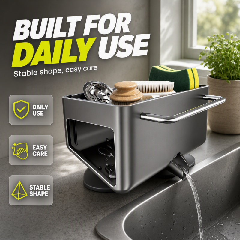Stainless Steel Kitchen Sink Suction Cup Organizer