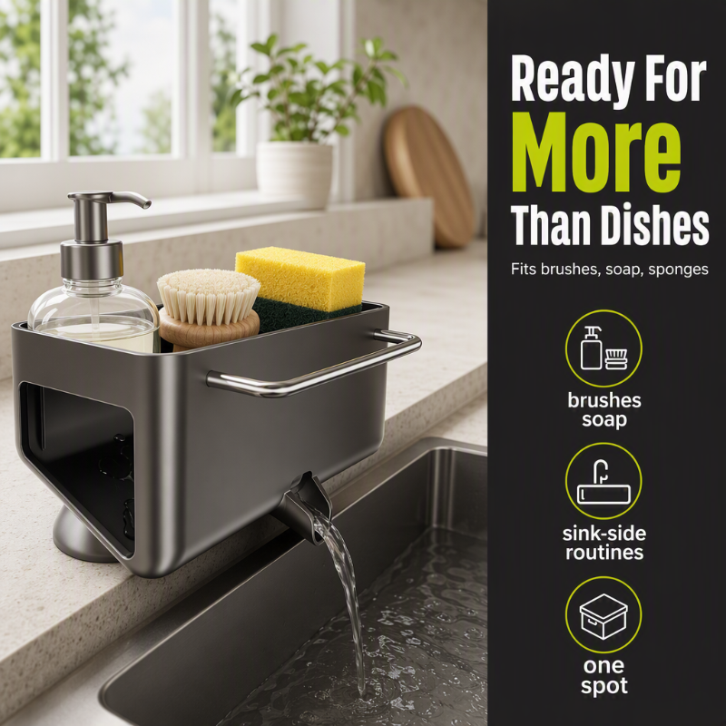 Stainless Steel Kitchen Sink Suction Cup Organizer