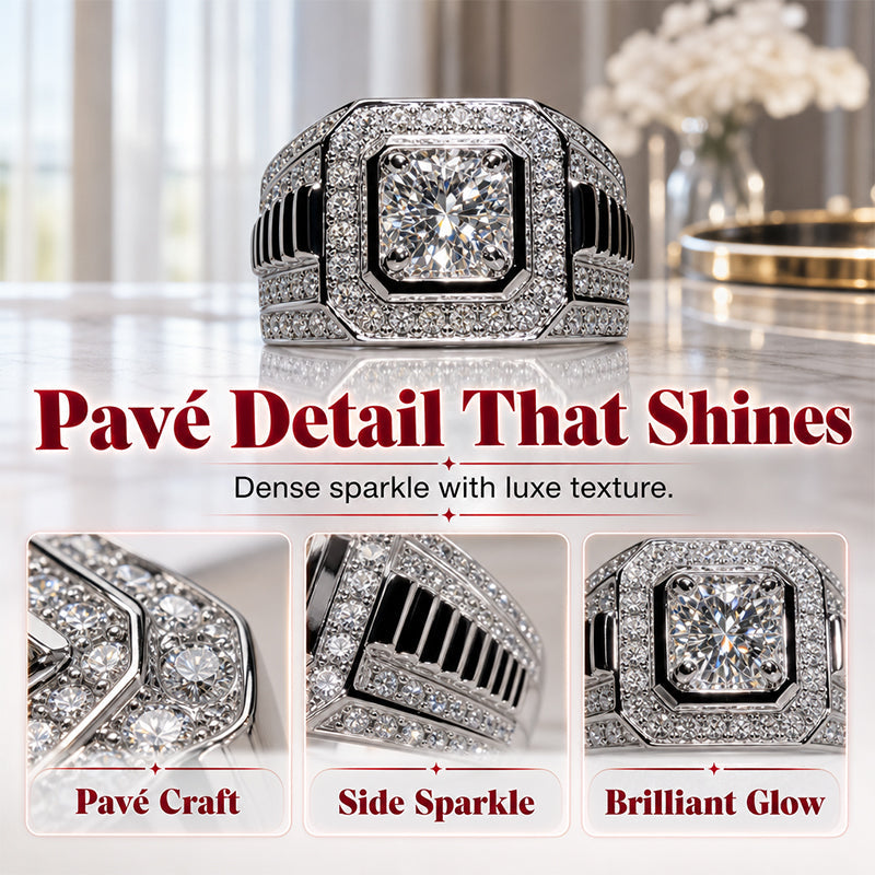 Elegant Sparkly Square Halo Ring