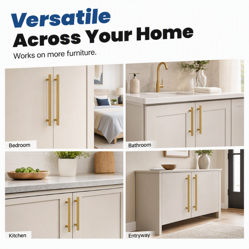 Modern Stainless Steel T-Bar Cabinet Handles