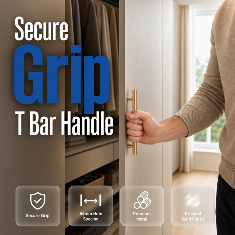 Modern Stainless Steel T-Bar Cabinet Handles