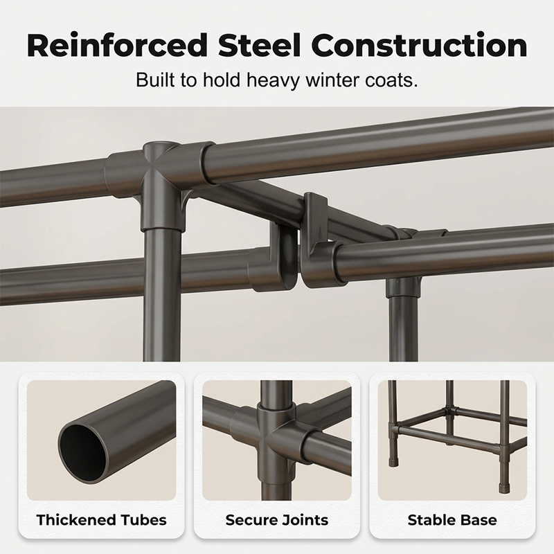 Heavy-Duty Freestanding Clothes Rack with Shelves