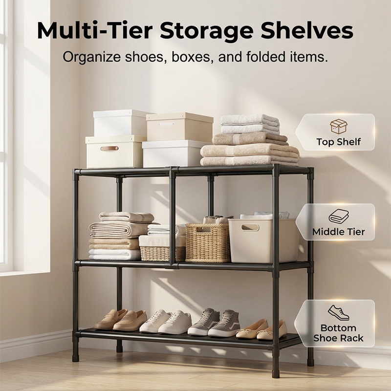 Heavy-Duty Freestanding Clothes Rack with Shelves