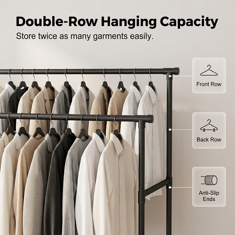 Heavy-Duty Freestanding Clothes Rack with Shelves