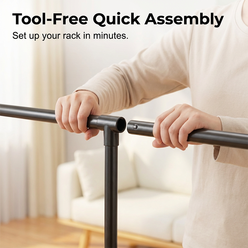 Heavy-Duty Freestanding Clothes Rack with Shelves