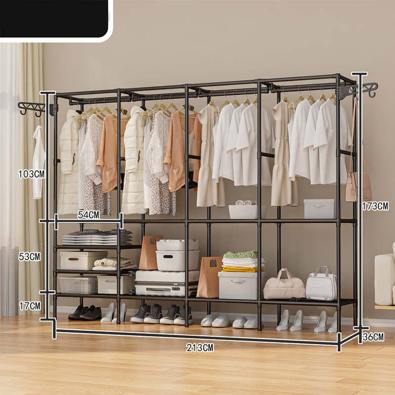 Heavy-Duty Freestanding Clothes Rack with Shelves