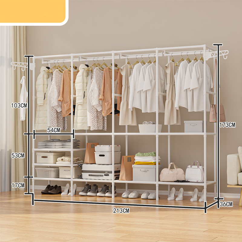 Heavy-Duty Freestanding Clothes Rack with Shelves