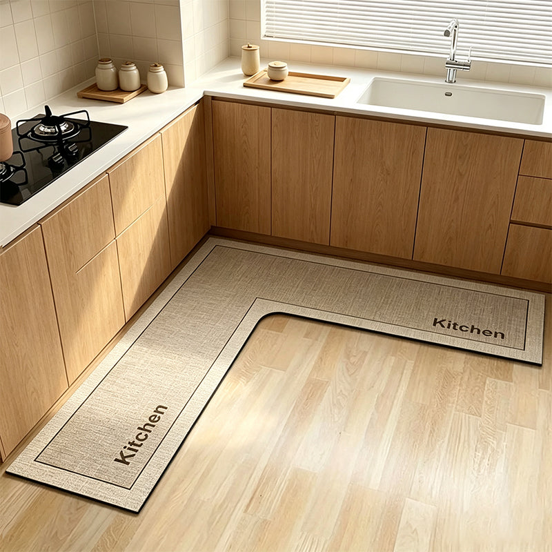 💧 Quick-Dry Kitchen Mat – L-shape diatomite, absorbs water & oil, non-slip. Keeps kitchen dry & safe! 🛡️✅