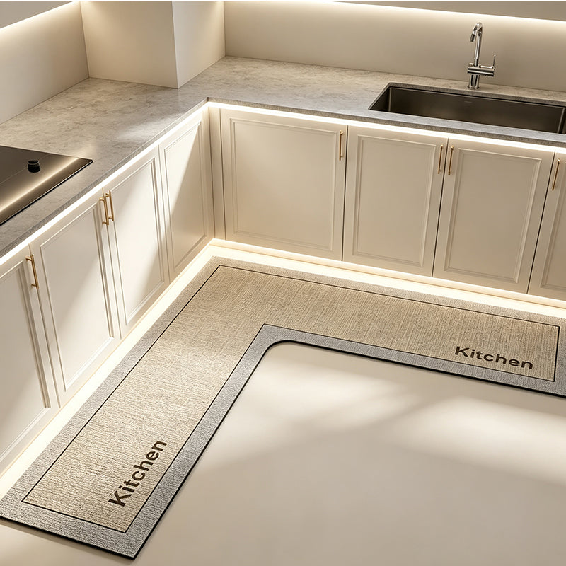 💧 Quick-Dry Kitchen Mat – L-shape diatomite, absorbs water & oil, non-slip. Keeps kitchen dry & safe! 🛡️✅