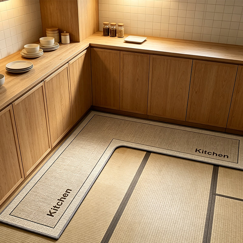 💧 Quick-Dry Kitchen Mat – L-shape diatomite, absorbs water & oil, non-slip. Keeps kitchen dry & safe! 🛡️✅