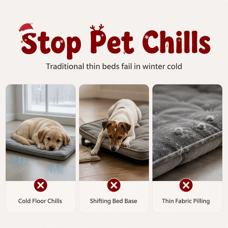 📢📢50% OFF !! ⏰Christmas Sleigh Pet Bed with Removable Cushion