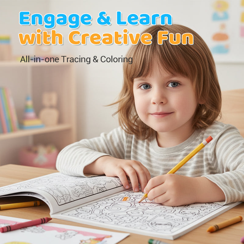 Kids Tracing & Coloring Book Set