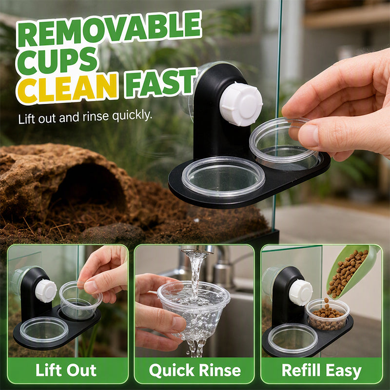 Double Reptile Feeding Ledge with Bowls