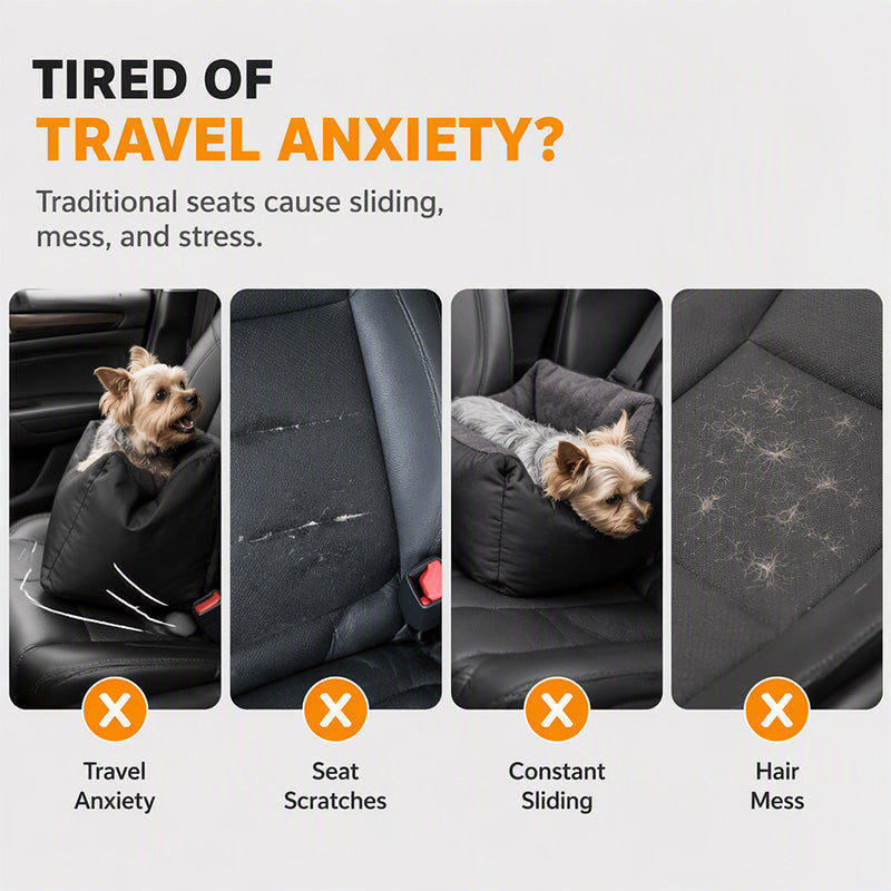 🐾 Save 50%! 🚗 Car Pet Booster Seat – Half-enclosed & travel-safe ✨
