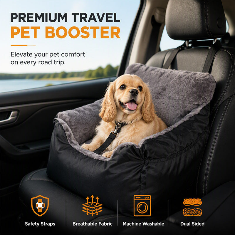 🐾 Save 50%! 🚗 Car Pet Booster Seat – Half-enclosed & travel-safe ✨
