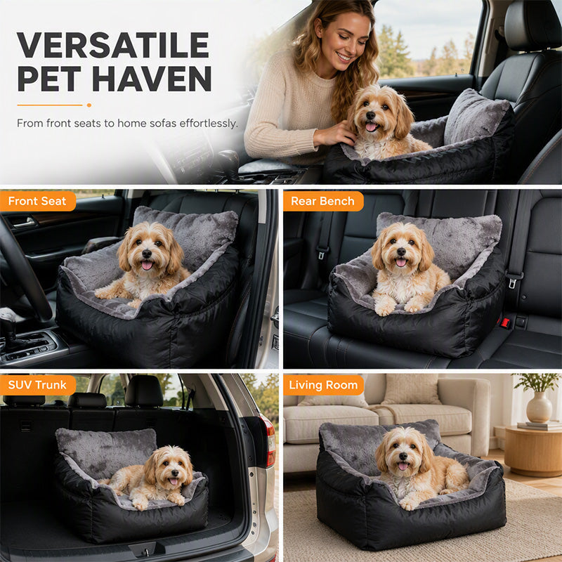 🐾 Save 50%! 🚗 Car Pet Booster Seat – Half-enclosed & travel-safe ✨