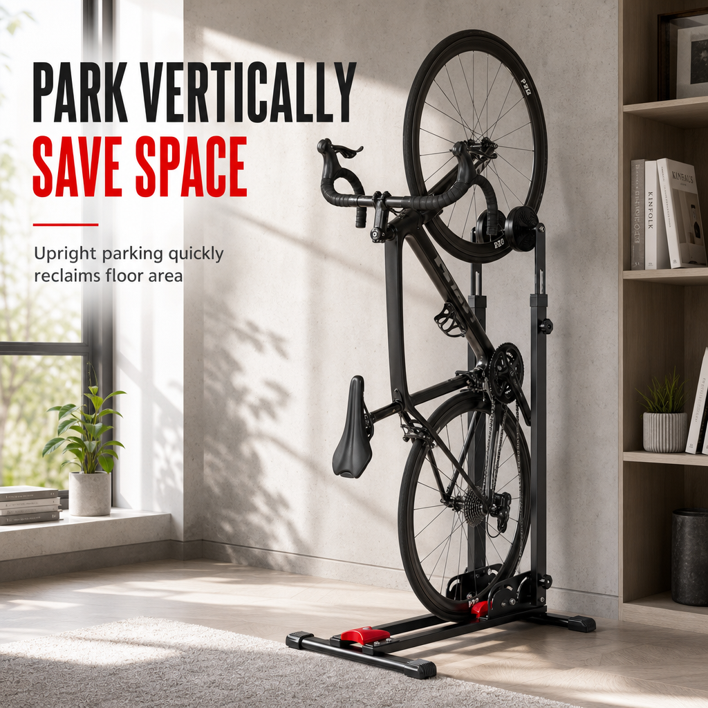 Foldable Bicycle Floor Parking Stand Double Pole U Shaped Bike Display Rack for Road and Mountain Bikes
