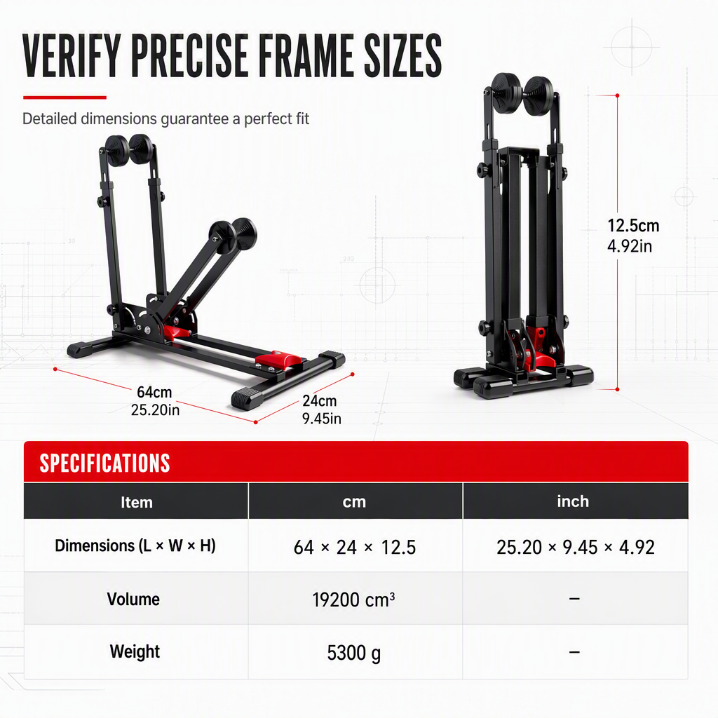 Foldable Bicycle Floor Parking Stand Double Pole U Shaped Bike Display Rack for Road and Mountain Bikes