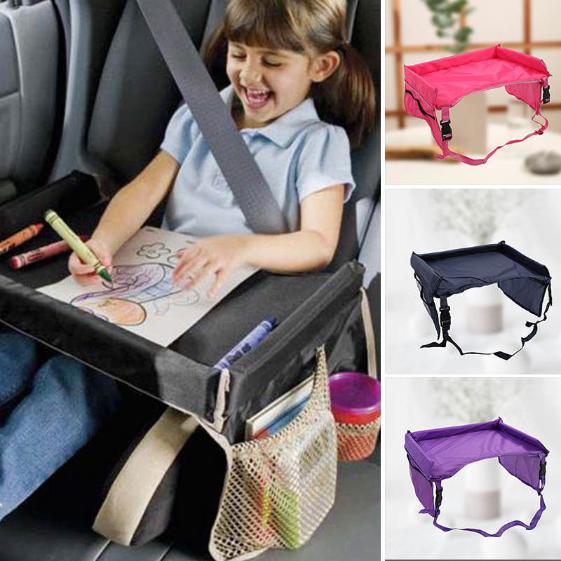 🚗 Kids Travel Tray for Car: Multi-Purpose, Mesh Pockets, Sponge Padding, Portable
