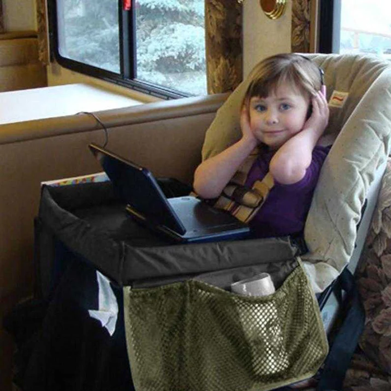 🚗 Kids Travel Tray for Car: Multi-Purpose, Mesh Pockets, Sponge Padding, Portable