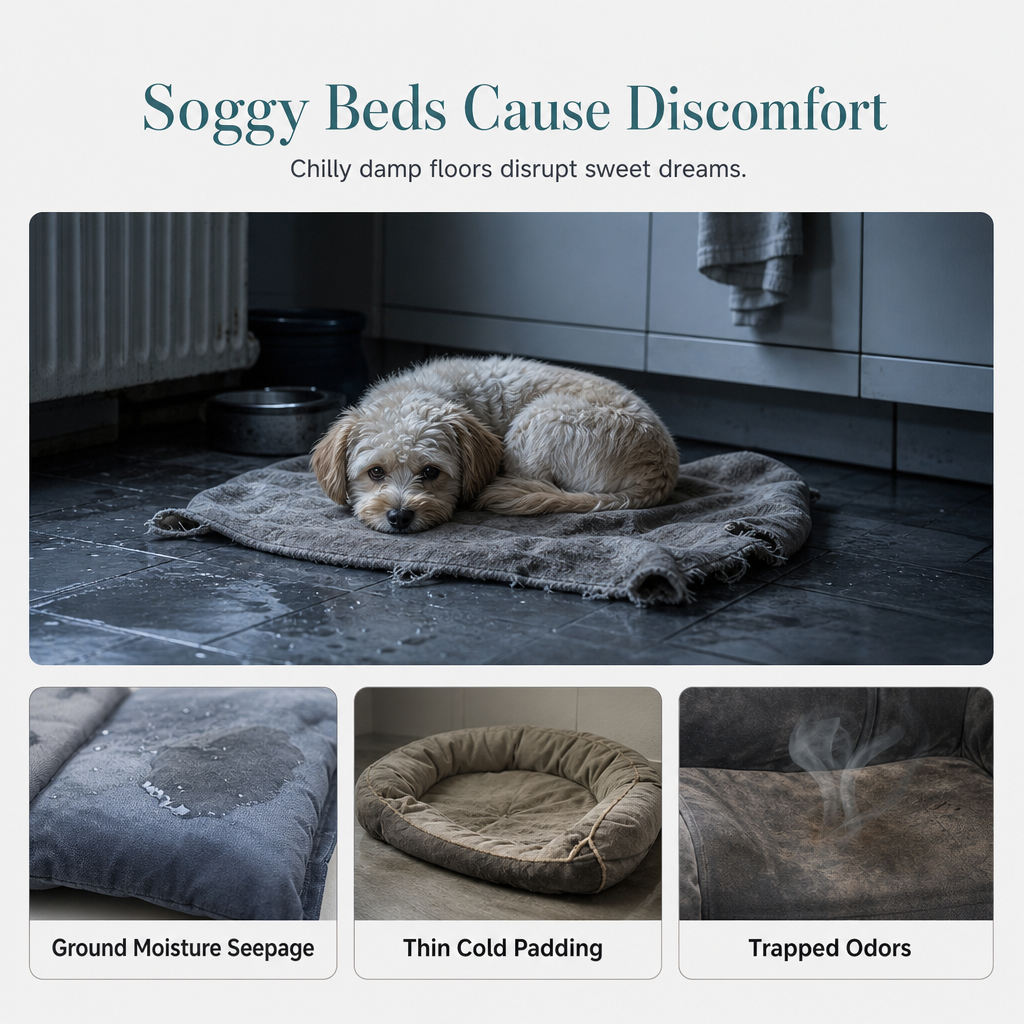 Detachable Oval Polar Fleece and Oxford Cloth Pet Bed with Moisture Proof Non Slip Bottom and Sponge Cushion for Dogs and Cats