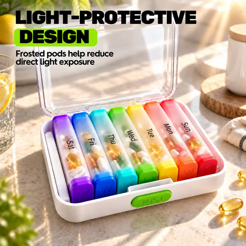 ⏳ LIMITED-TIME 50% OFF! 💊 7-Day Detachable Pill Organizer – Colour Coded, Portable & Light Resistant, Stay Organised All Week ✨