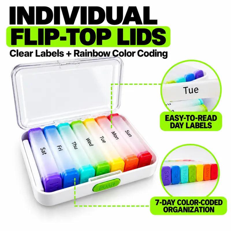 ⏳ LIMITED-TIME 50% OFF! 💊 7-Day Detachable Pill Organizer – Colour Coded, Portable & Light Resistant, Stay Organised All Week ✨