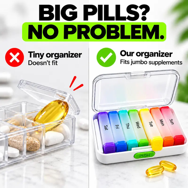 ⏳ LIMITED-TIME 50% OFF! 💊 7-Day Detachable Pill Organizer – Colour Coded, Portable & Light Resistant, Stay Organised All Week ✨