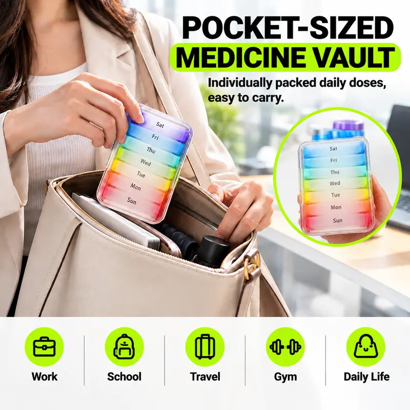 ⏳ LIMITED-TIME 50% OFF! 💊 7-Day Detachable Pill Organizer – Colour Coded, Portable & Light Resistant, Stay Organised All Week ✨