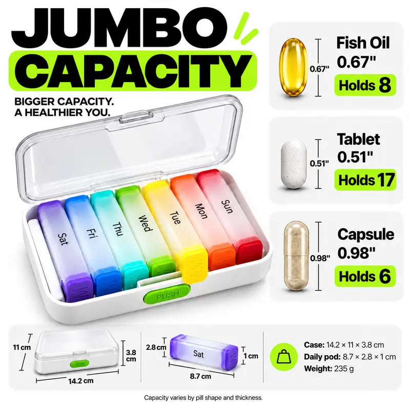 ⏳ LIMITED-TIME 50% OFF! 💊 7-Day Detachable Pill Organizer – Colour Coded, Portable & Light Resistant, Stay Organised All Week ✨