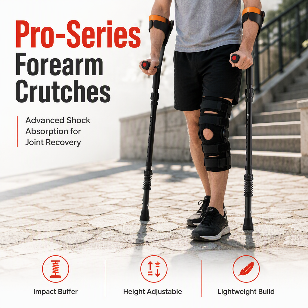 🦽 LIMITED-TIME 50% OFF! 💨 Folding Forearm Crutches – Spring Shock Absorb, Aluminum Frame, Slip-resistant ✨