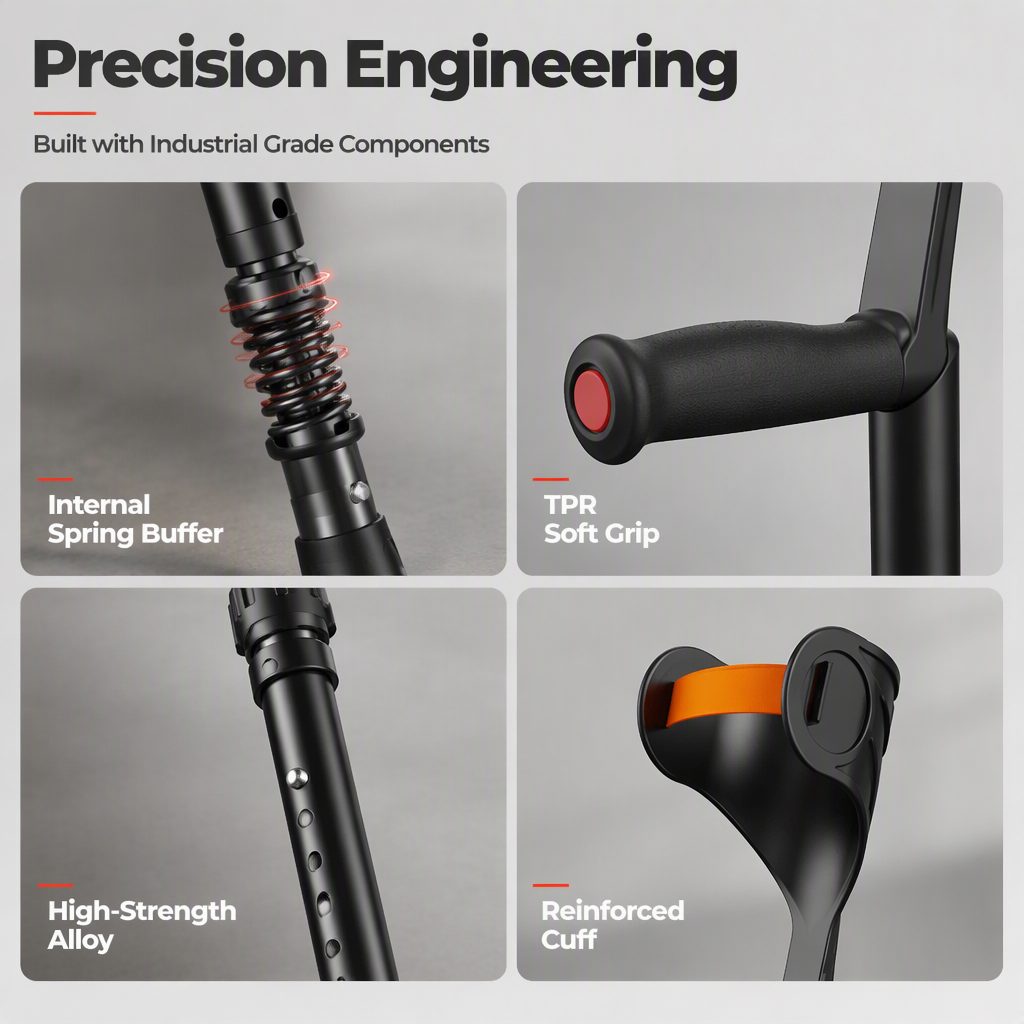 🦽 LIMITED-TIME 50% OFF! 💨 Folding Forearm Crutches – Spring Shock Absorb, Aluminum Frame, Slip-resistant ✨