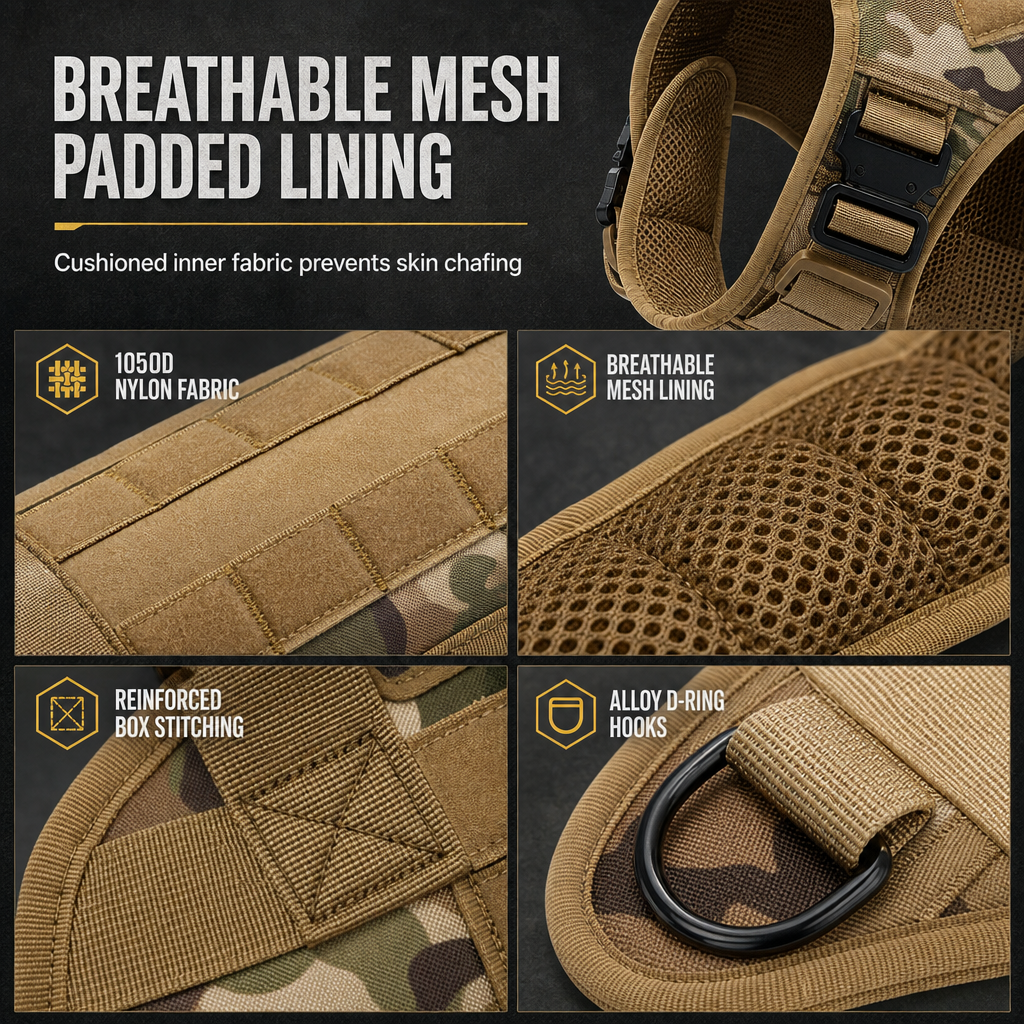 ⏳Limited-time 50% off💥Tactical Dog Harness Heavy Duty Pet Working Vest for Medium and Large Dogs Quick Release Training Vest for Outdoor Activities
