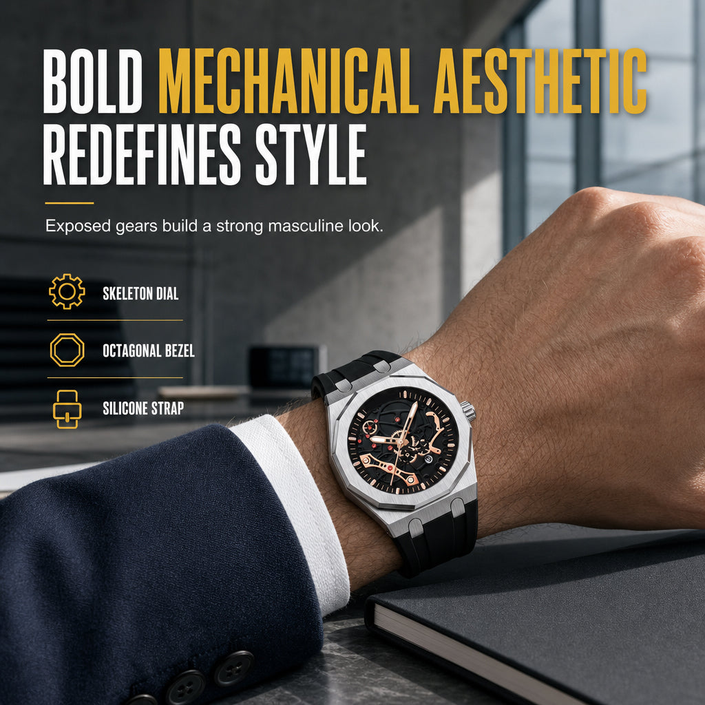 ⌚Men's Sport Quartz Watch with Mechanical Style Luminous Hands Date Calendar and Water Resistance