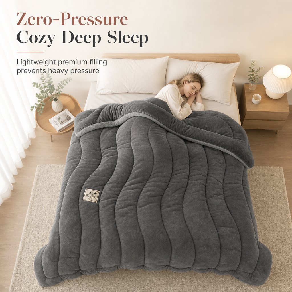 Thick Warm Milk Velvet Winter Comforter Solid Color Soft Fleece Quilt Duvet Insert